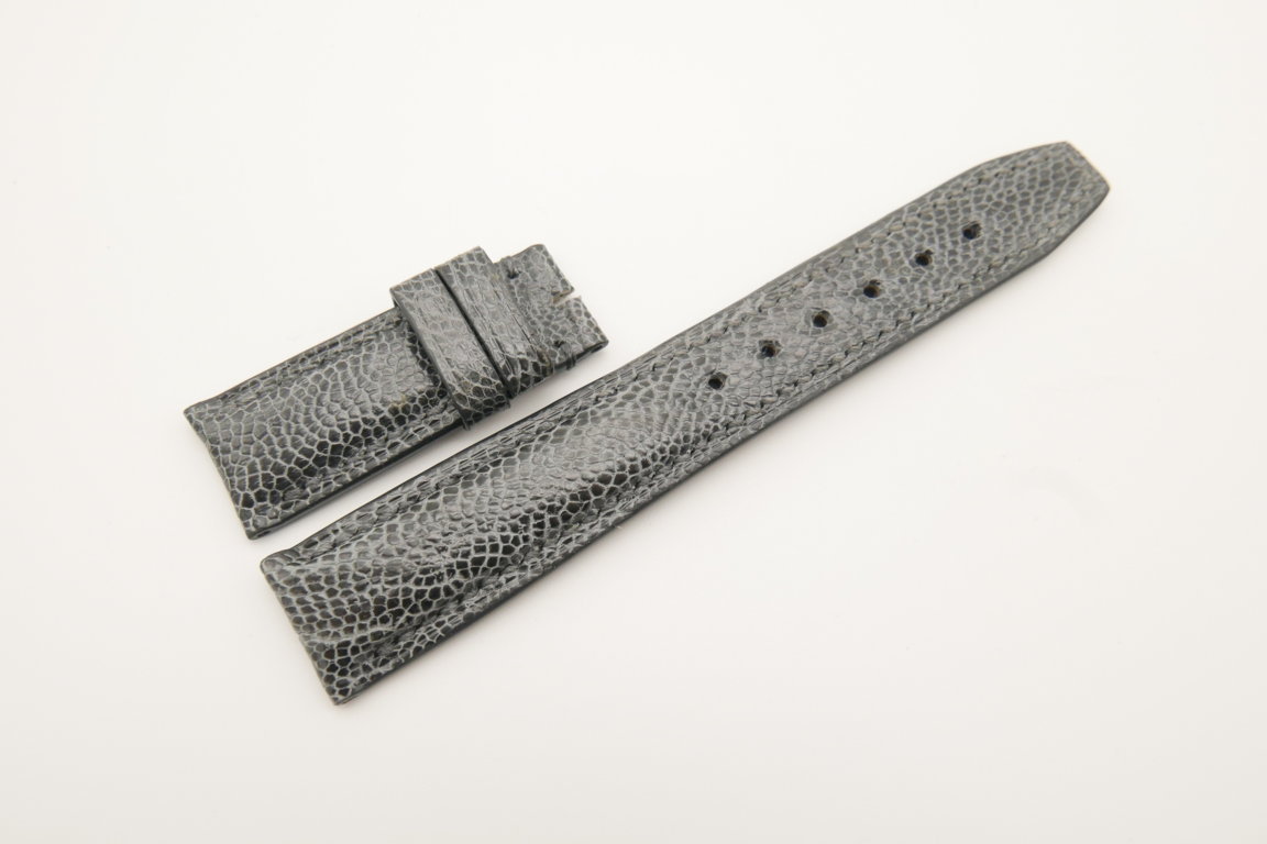 20mm/18mm Gray Genuine Ostrich Skin Leather Deployment Strap for IWC #WT4488
