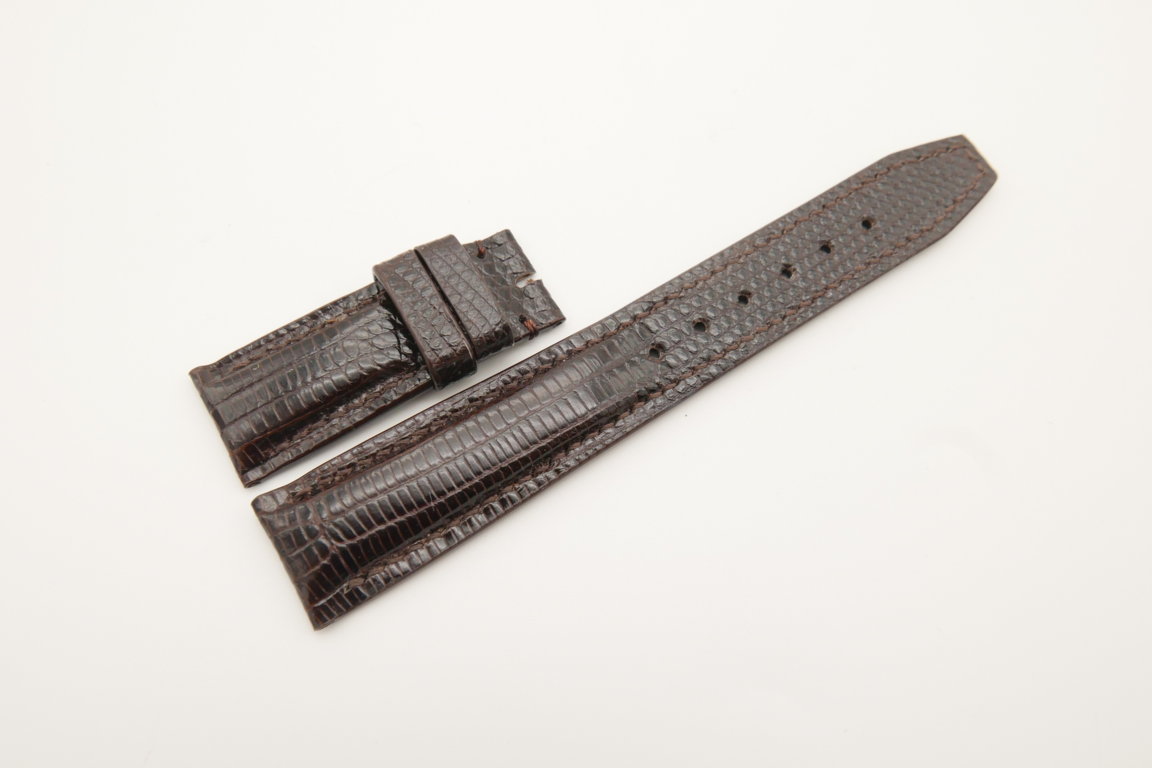 20mm/18mm Dark Brown Genuine Lizard Skin Leather Deployment Strap for IWC #WT4501