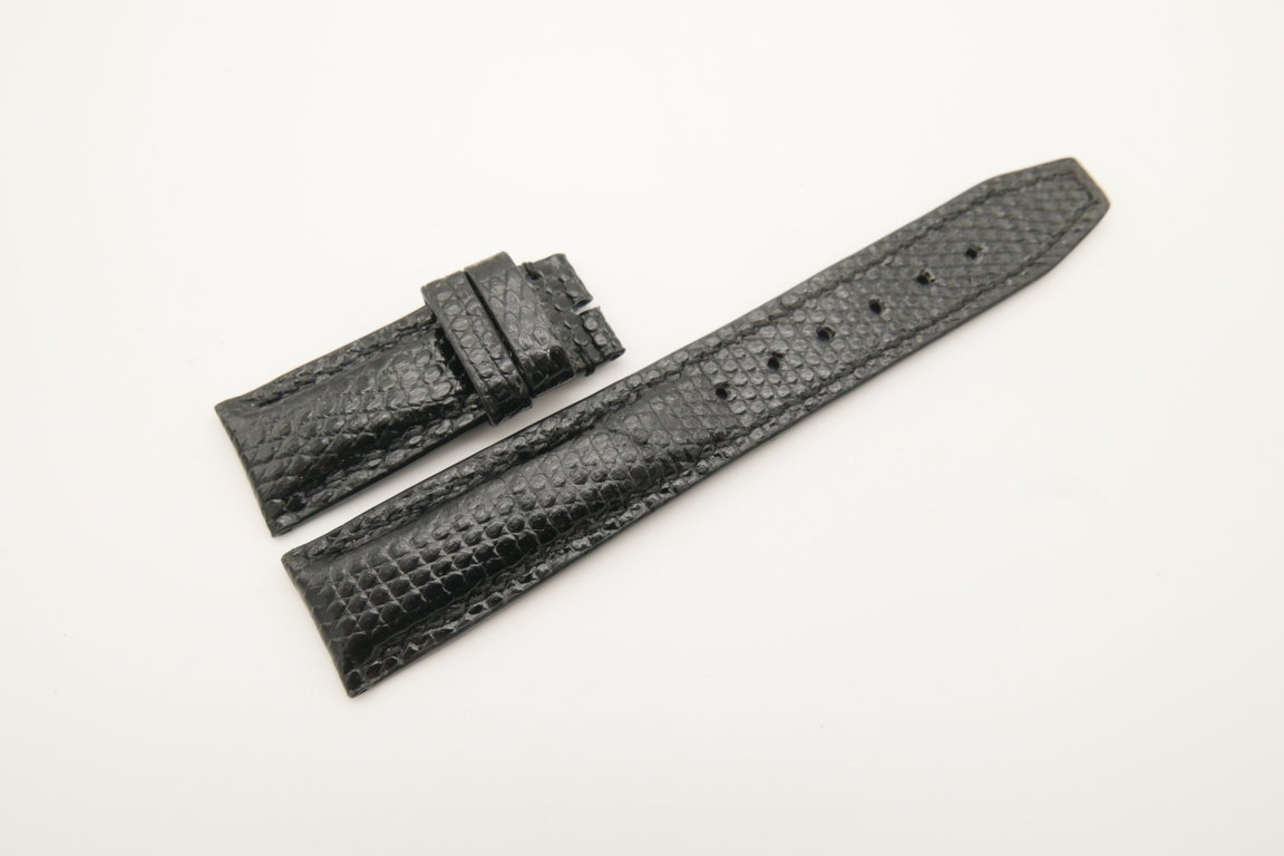 20mm/18mm Black Genuine Lizard Skin Leather Deployment Strap for IWC #WT4502