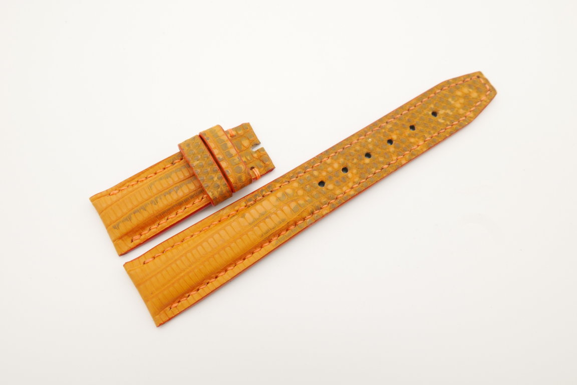 20mm/18mm Orange Genuine Lizard Skin Leather Deployment Strap for IWC #WT4510