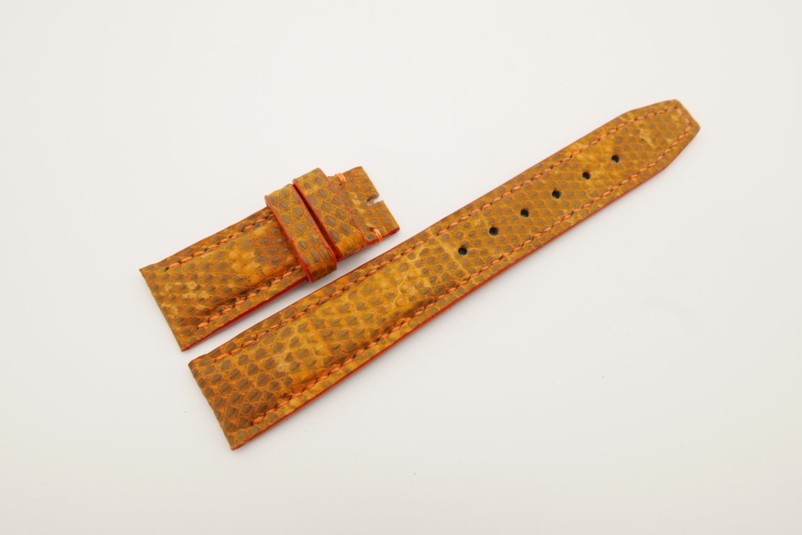 20mm/18mm Orange Genuine Lizard Skin Leather Deployment Strap for IWC #WT4511
