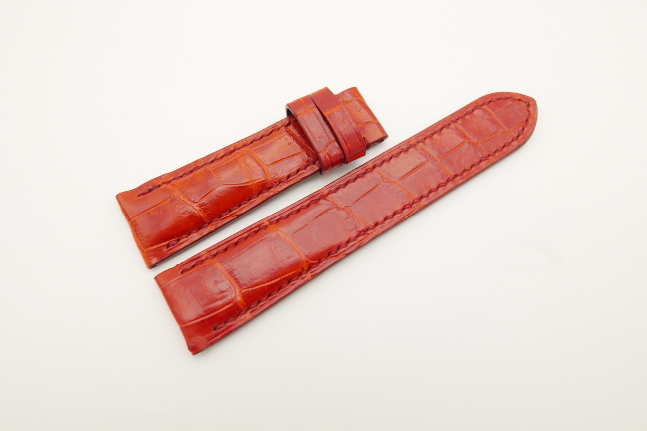 22mm/18mm Red Genuine Crocodile Skin Leather Watch Strap #WT4564