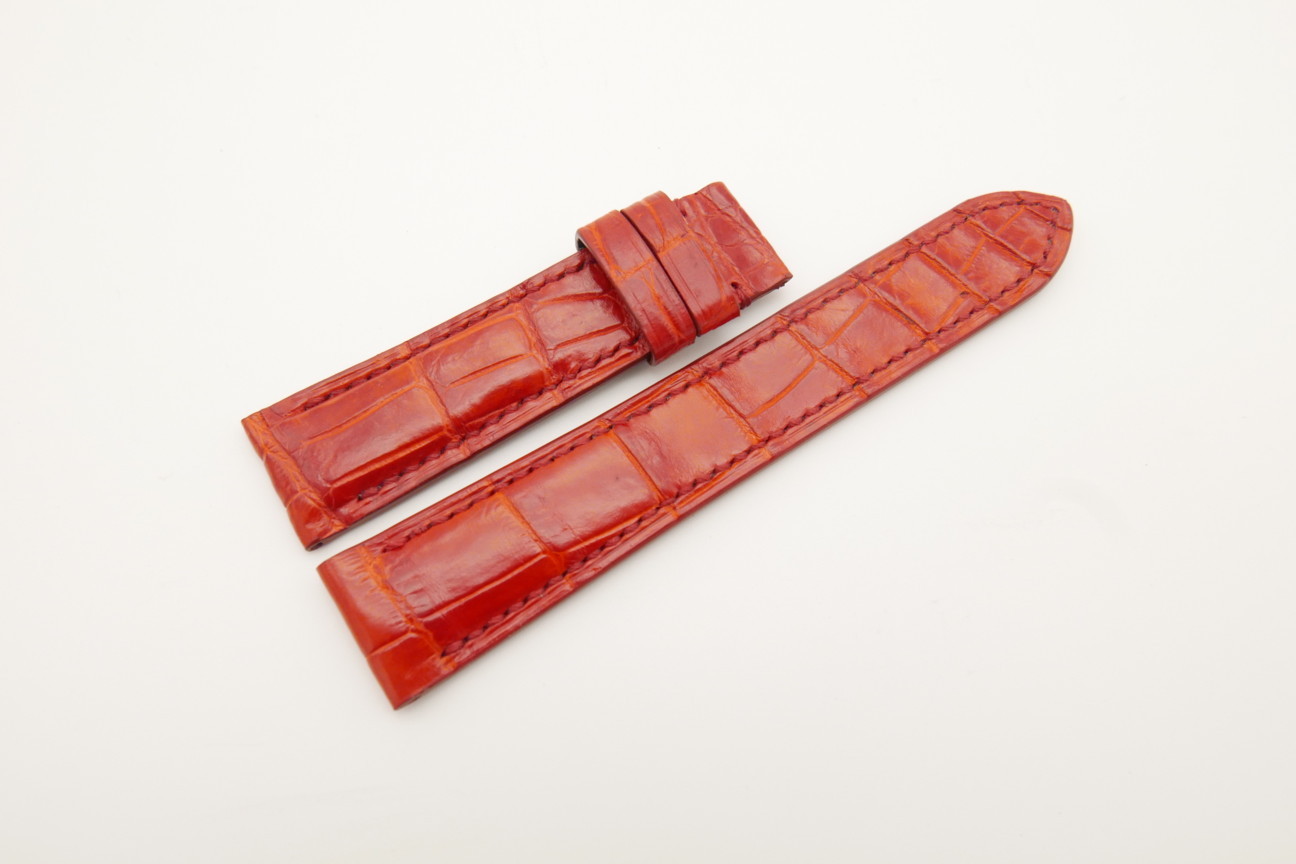 20mm/18mm Red Genuine Crocodile Skin Leather Watch Strap #WT4565