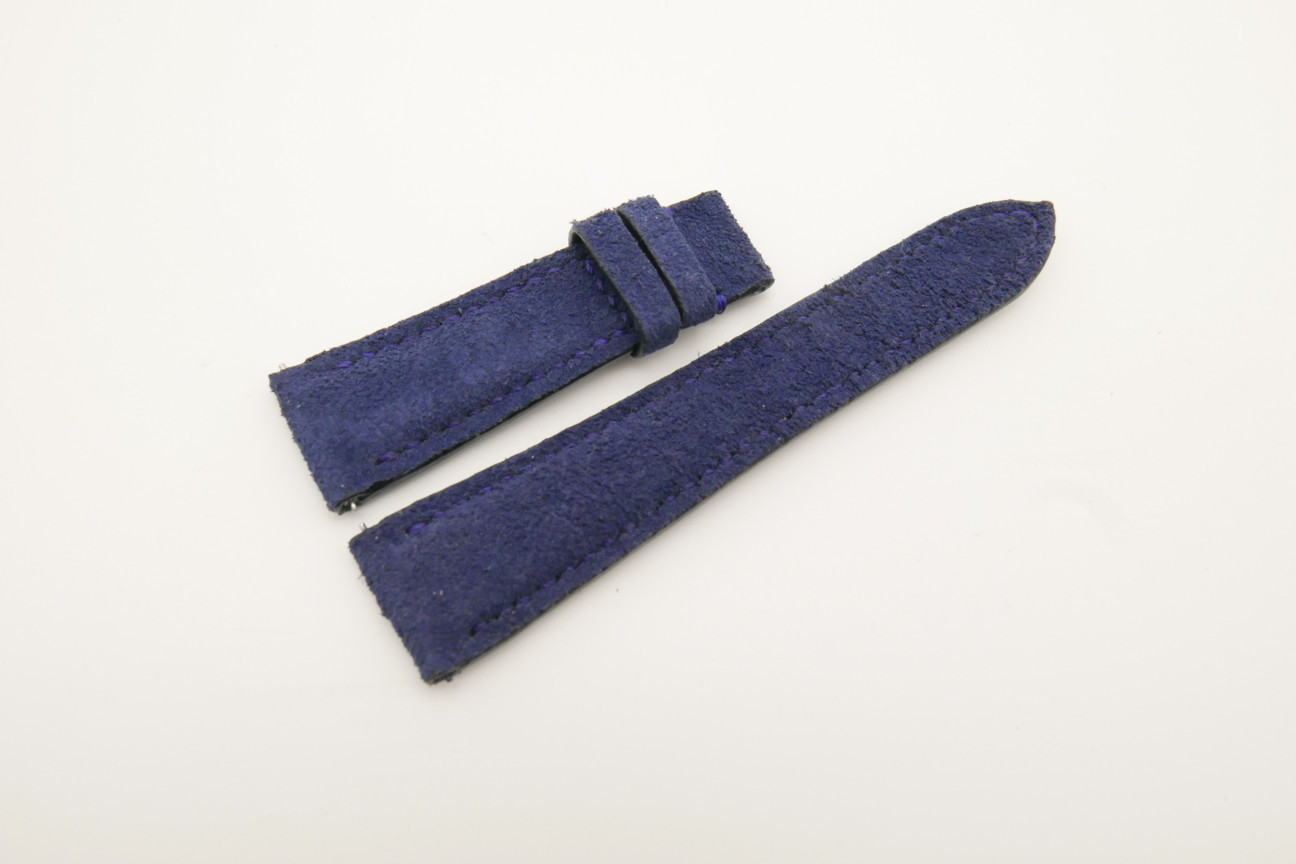 19mm/16mm Dark Blue Genuine Suede Skin Leather Watch Strap #WT4569
