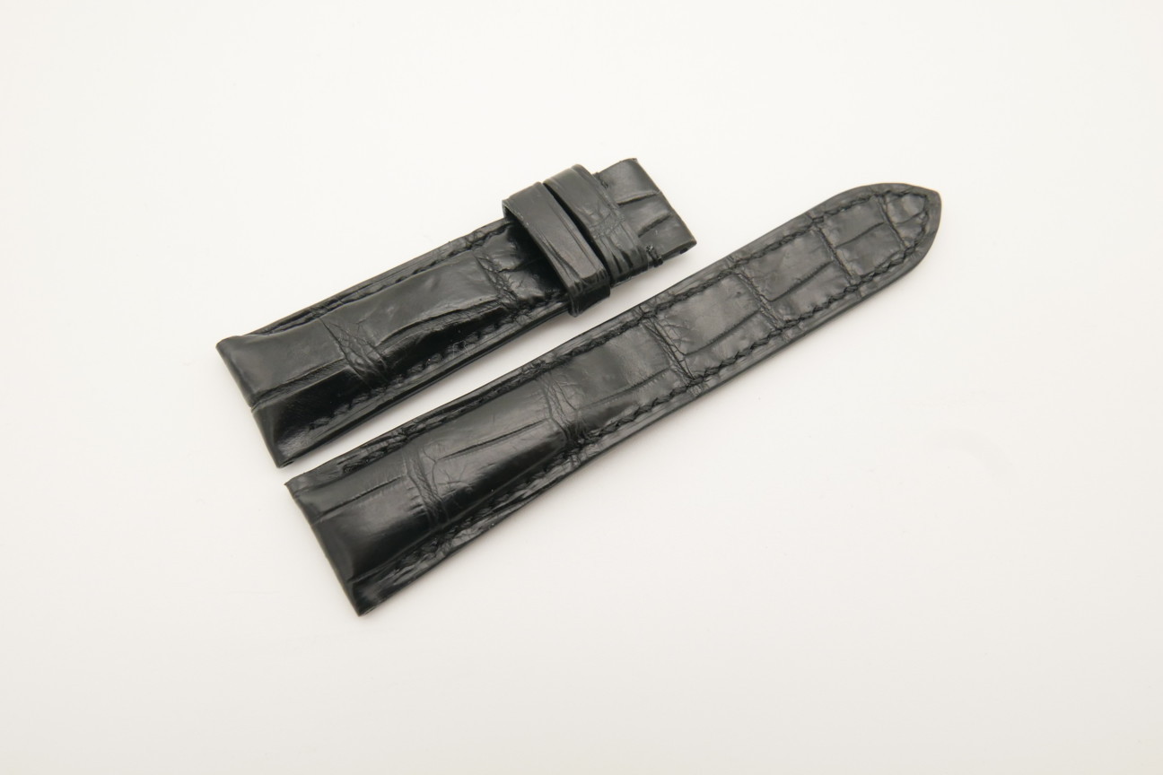21mm/18mm Black Genuine CROCODILE Skin Leather Watch Strap #WT4571