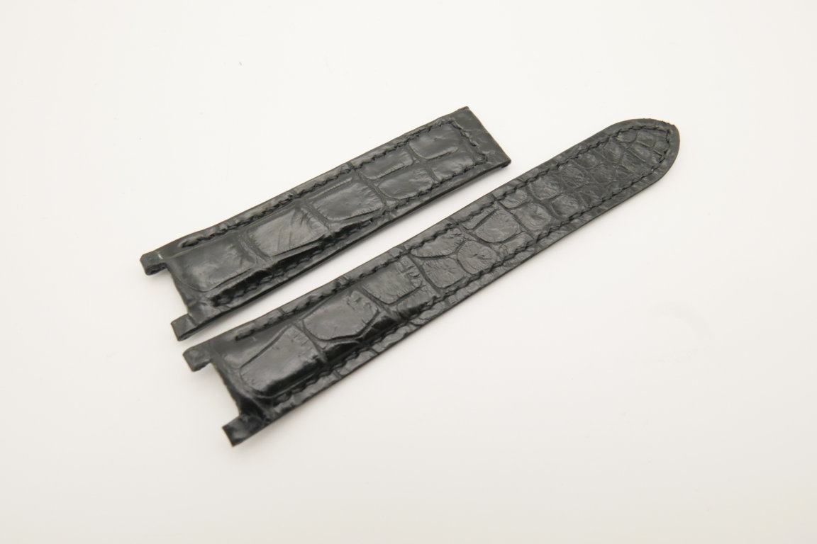 20mm Black Genuine Crocodile Skin Leather Watch Strap for Cartier Pasha #WT4661
