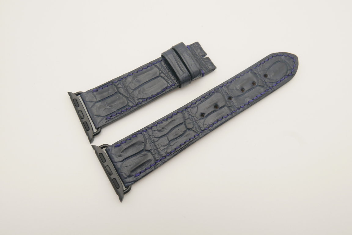 22mm/20mm Dark Navy Blue Genuine CROCODILE Leather Watch Strap for Apple Watch 38mm #WT4607