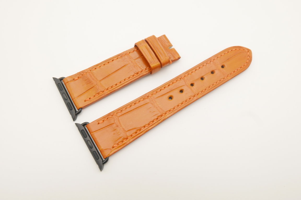 22mm/20mm Orange Genuine CROCODILE Leather Watch Strap for Apple Watch 38mm #WT4624