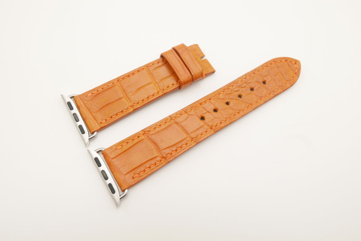 22mm/20mm Orange Genuine CROCODILE Leather Watch Strap for Apple Watch 38mm #WT4625