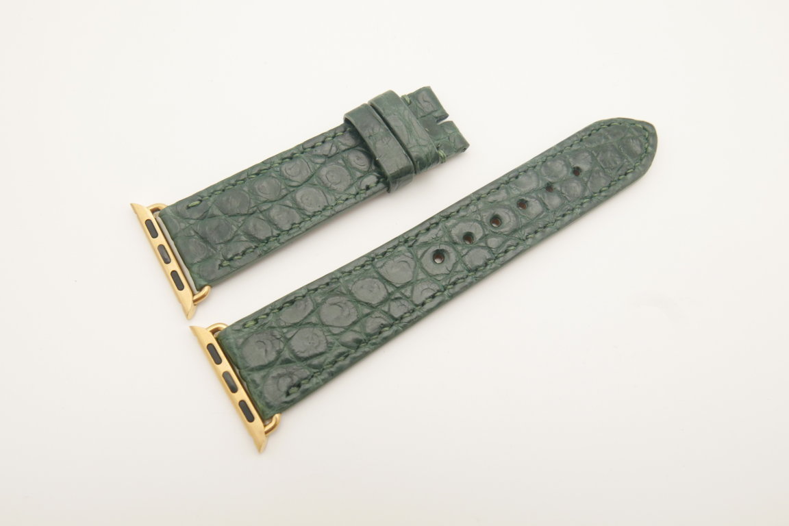 22mm/20mm Dark Green Genuine CROCODILE Leather Watch Strap for Apple Watch 38mm #WT4628