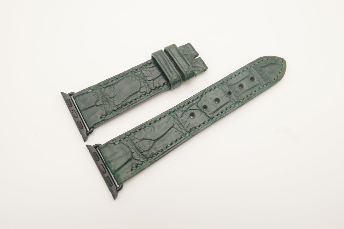 22mm/20mm Dark Green Genuine CROCODILE Leather Watch Strap for Apple Watch 38mm #WT4629