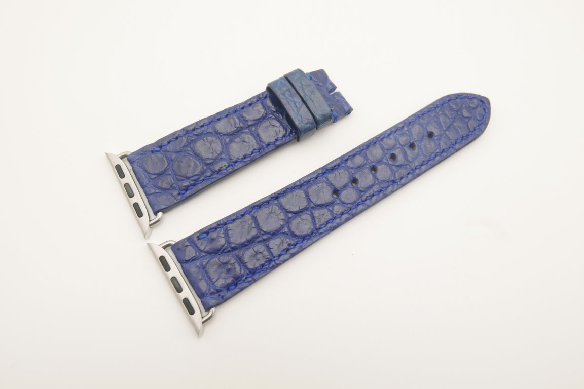 22mm/20mm Blue Genuine CROCODILE Leather Watch Strap for Apple Watch 38mm #WT4630