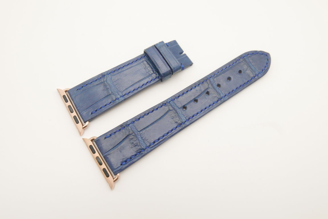 22mm/20mm Blue Genuine CROCODILE Leather Watch Strap for Apple Watch 38mm #WT4631