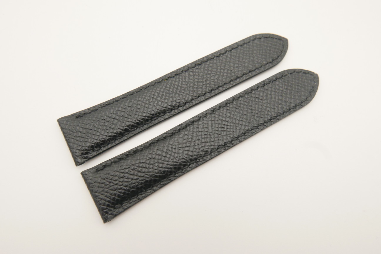 20mm Black Genuine Epsom Skin Leather Deployment Strap for Cartier #WT4686