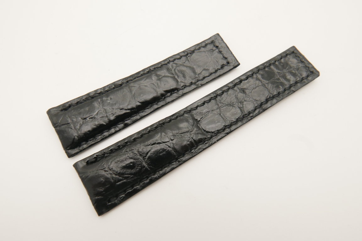20mm/16mm Black Genuine CROCODILE Skin Leather Deployment Strap For Tag Heuer #WT4753
