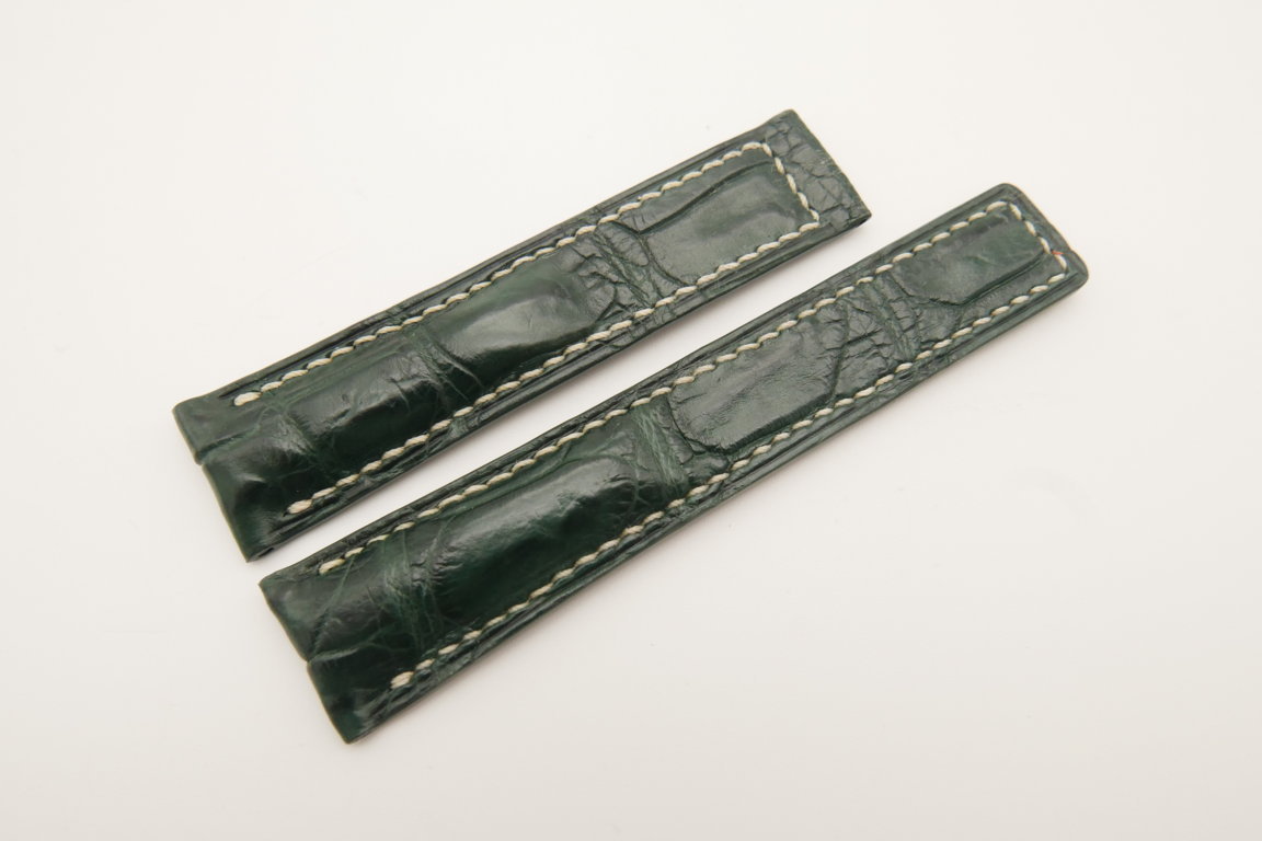 20mm/18mm Dark Green Genuine CROCODILE Skin Leather Deployment Strap For Tag Heuer #WT4700