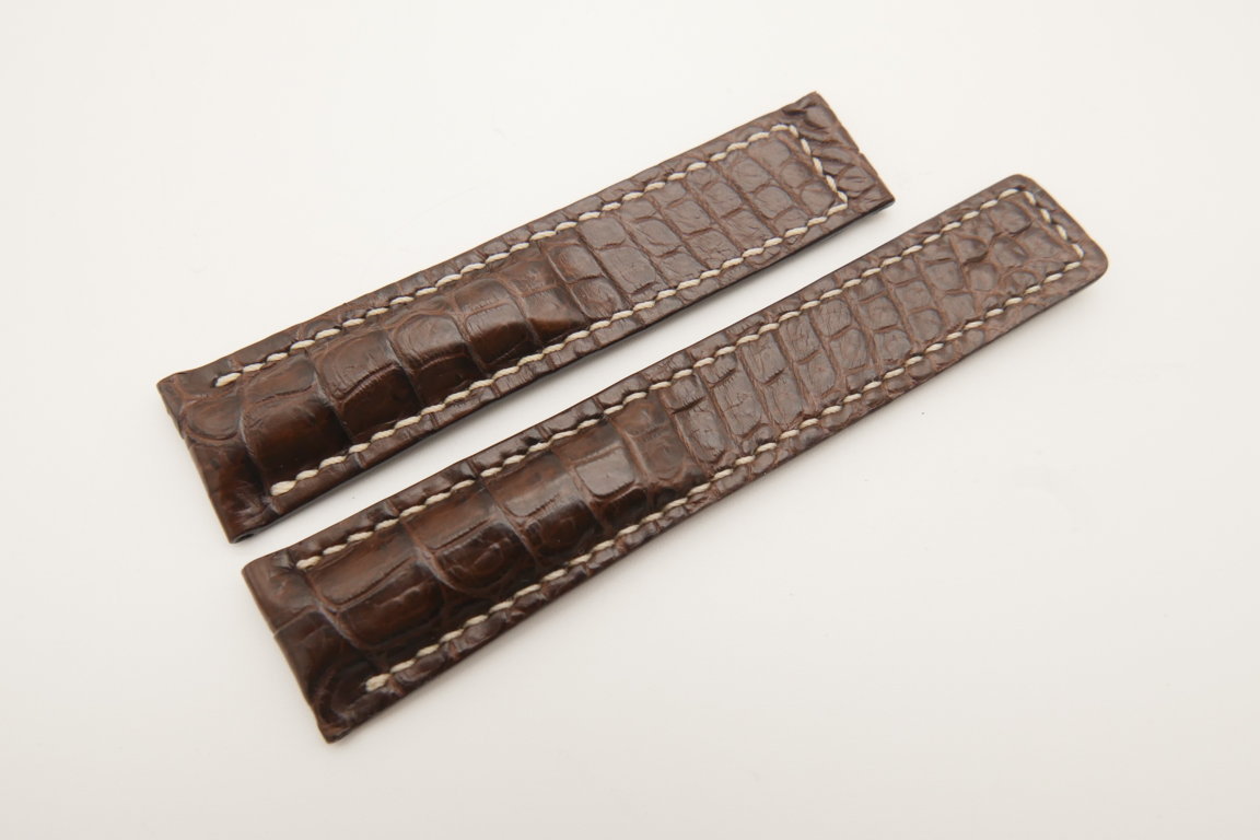 20mm/18mm Dark Brown Genuine CROCODILE Skin Leather Deployment Strap For Tag Heuer #WT4701