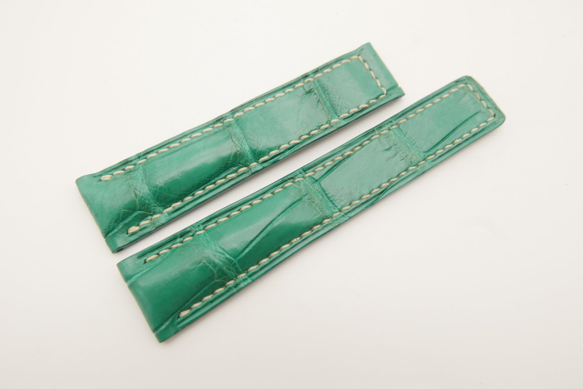 20mm/18mm Jade Green Genuine CROCODILE Skin Leather Deployment Strap For Tag Heuer #WT4710