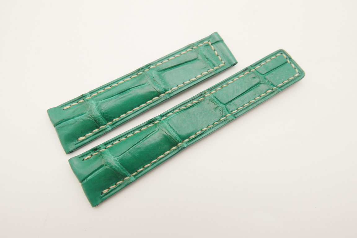 20mm/18mm Jade Green Genuine CROCODILE Skin Leather Deployment Strap For Tag Heuer #WT4711