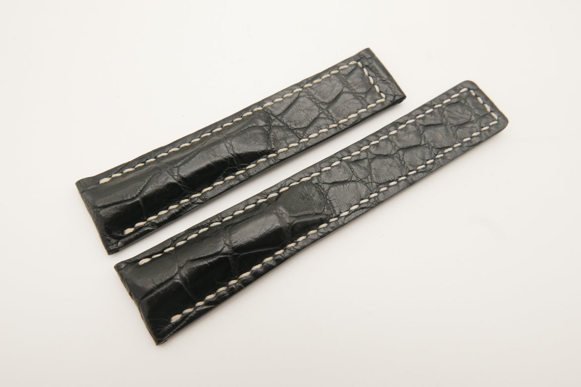 20mm/18mm Black Genuine CROCODILE Skin Leather Deployment Strap For Tag Heuer #WT4713