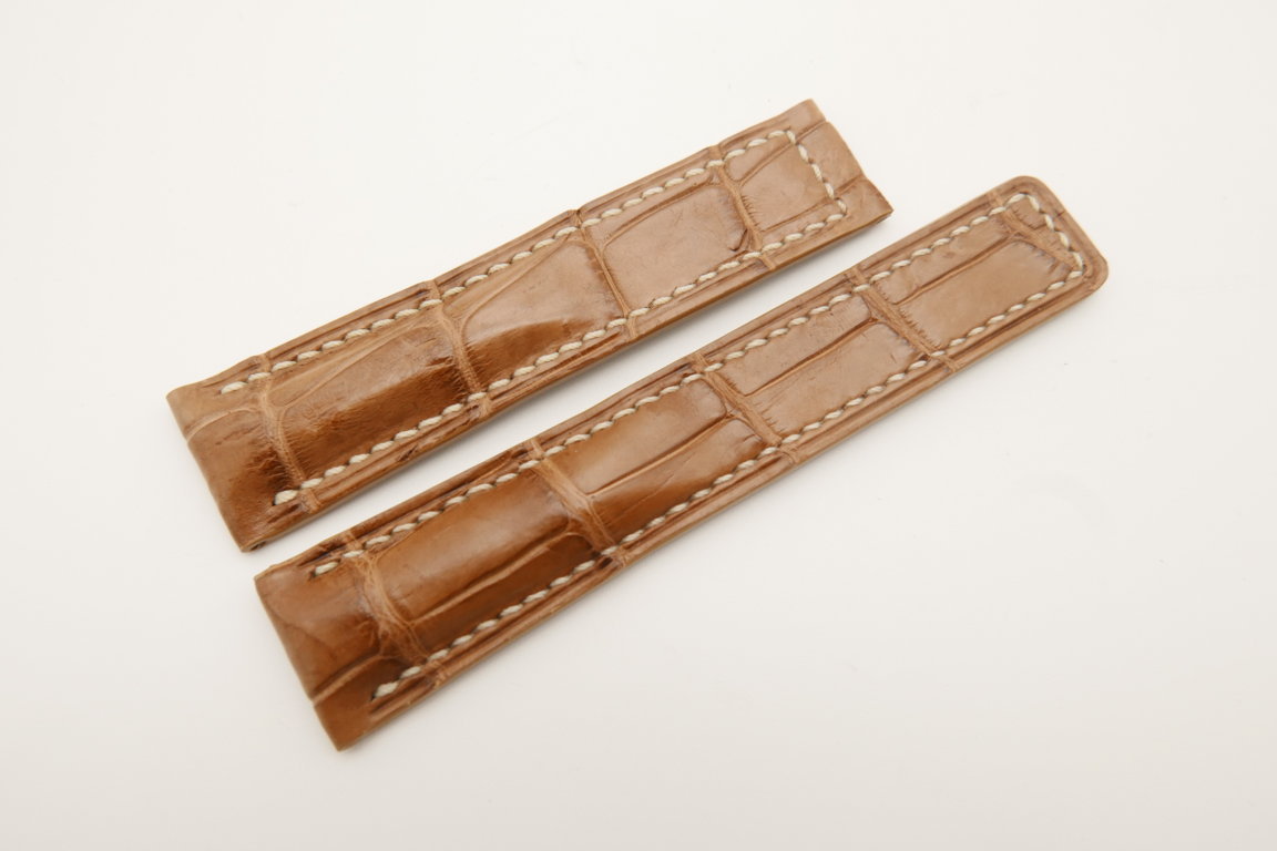 20mm/18mm Light Brown Genuine CROCODILE Skin Leather Deployment Strap For Tag Heuer #WT4714