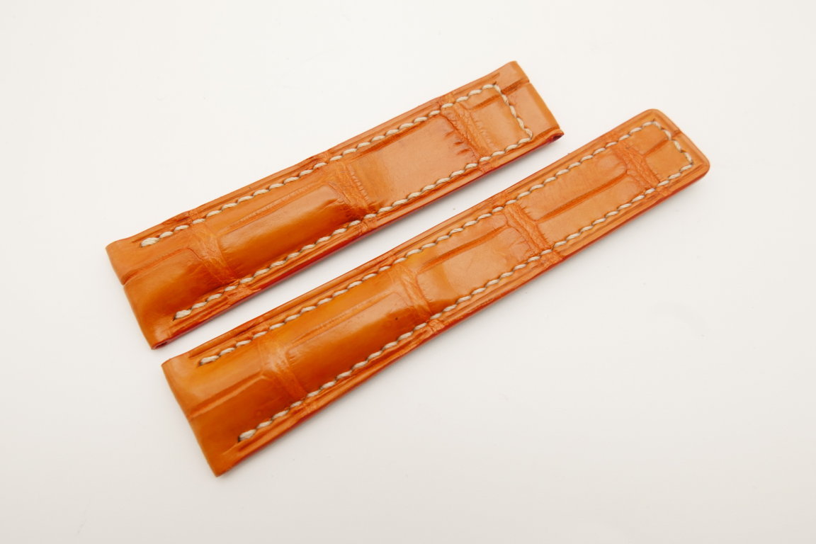 20mm/18mm Orange Genuine CROCODILE Skin Leather Deployment Strap For Tag Heuer #WT4717