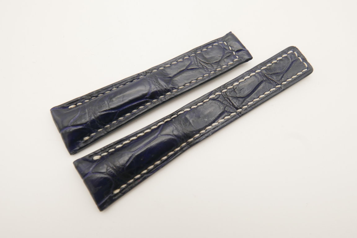 20mm/16mm Dark Blue Genuine CROCODILE Skin Leather Deployment Strap For Tag Heuer #WT4731