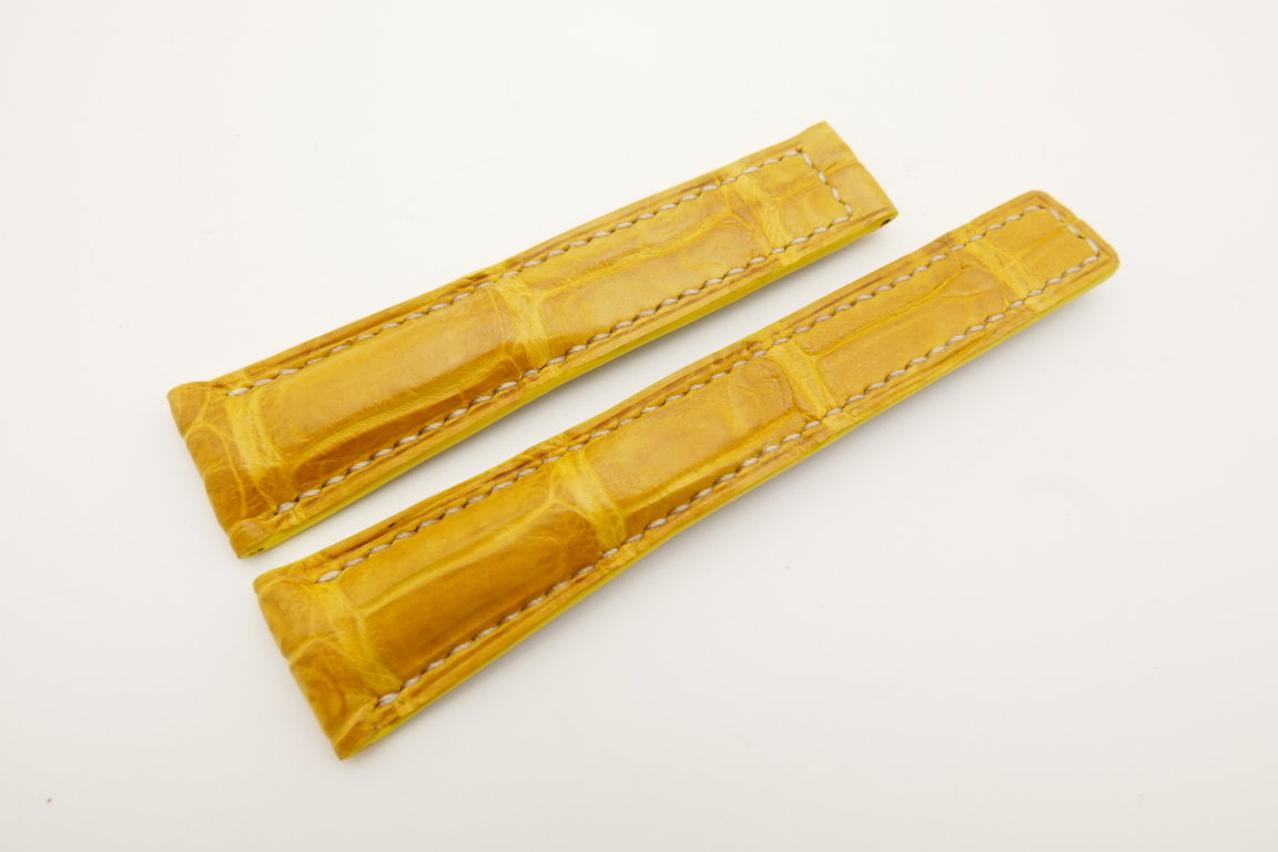 20mm/16mm Yellow Genuine CROCODILE Skin Leather Deployment Strap For Tag Heuer #WT4733