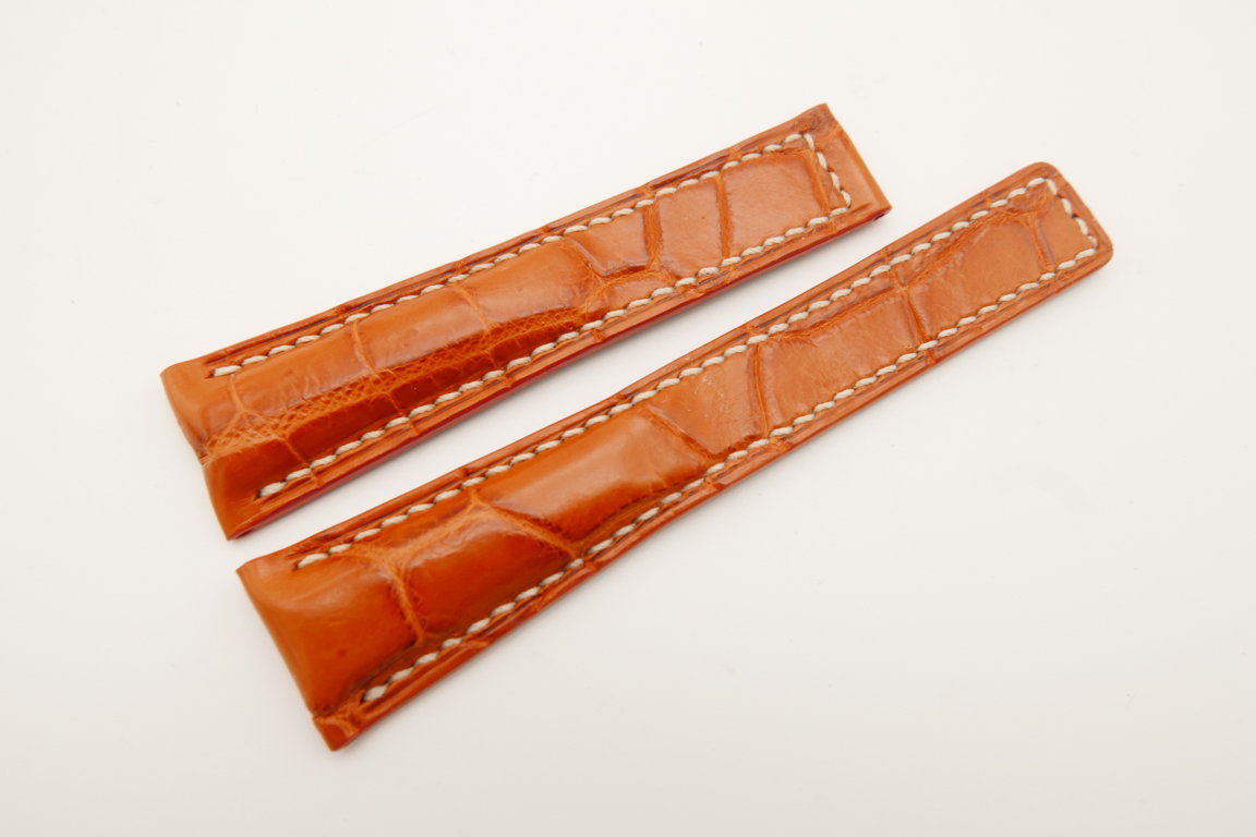20mm/16mm Orange Genuine CROCODILE Skin Leather Deployment Strap For Tag Heuer #WT4735