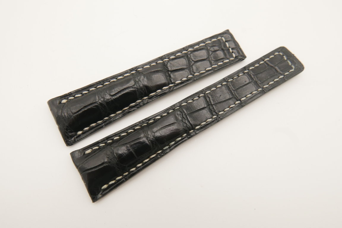 20mm/16mm Black Genuine CROCODILE Skin Leather Deployment Strap For Tag Heuer #WT4741