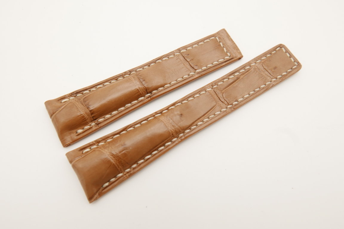 20mm/16mm Light Brown Genuine CROCODILE Skin Leather Deployment Strap For Tag Heuer #WT4742