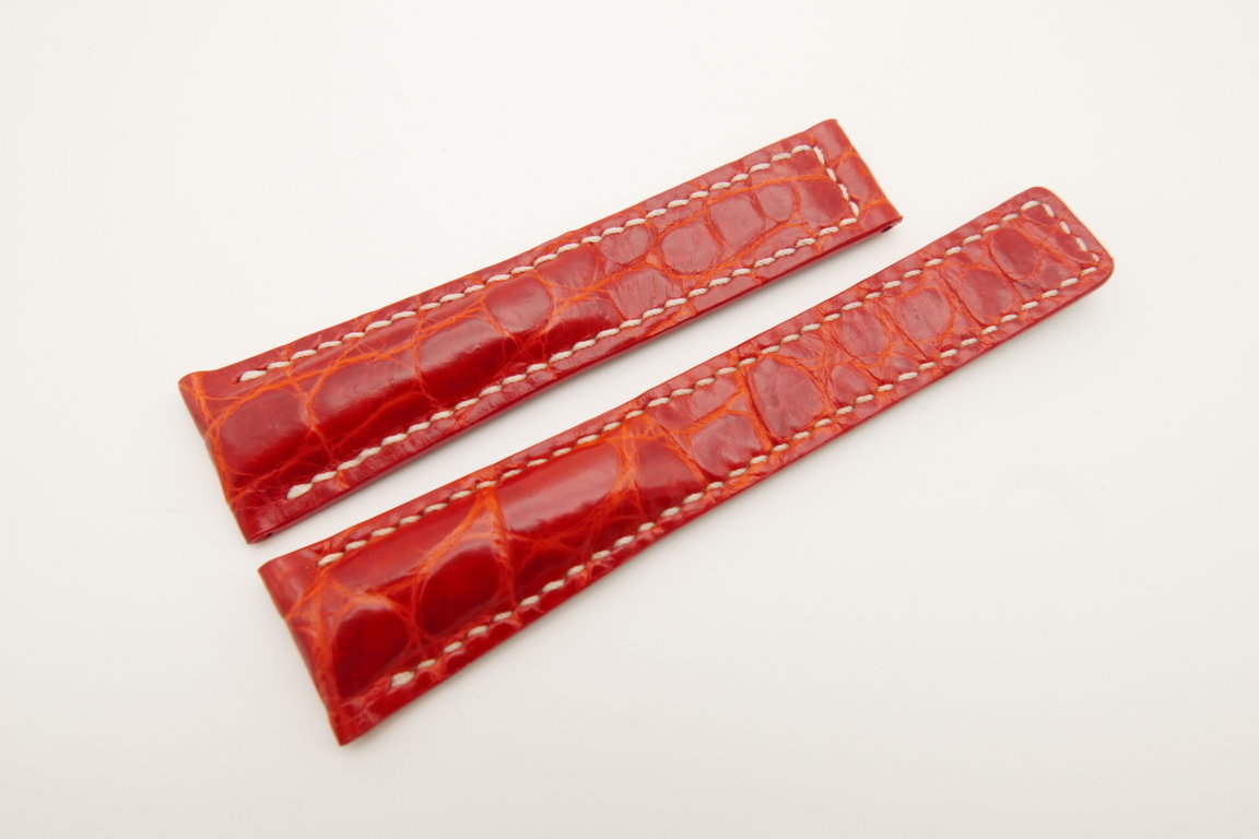 20mm/16mm Red Genuine CROCODILE Skin Leather Deployment Strap For Tag Heuer #WT4746