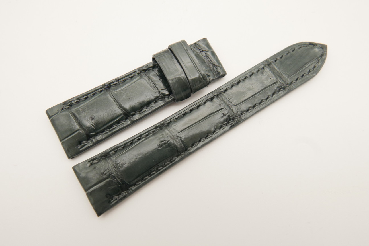 19mm/16mm Dark Gray Genuine CROCODILE Skin Leather Watch Strap #WT4803