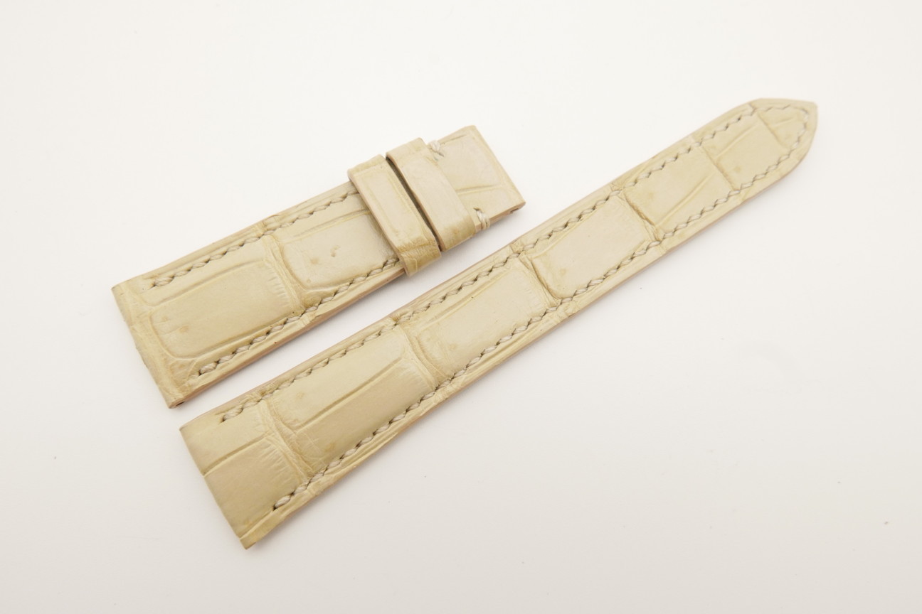 21mm/16mm Beige Genuine CROCODILE Skin Leather Watch Strap #WT4804