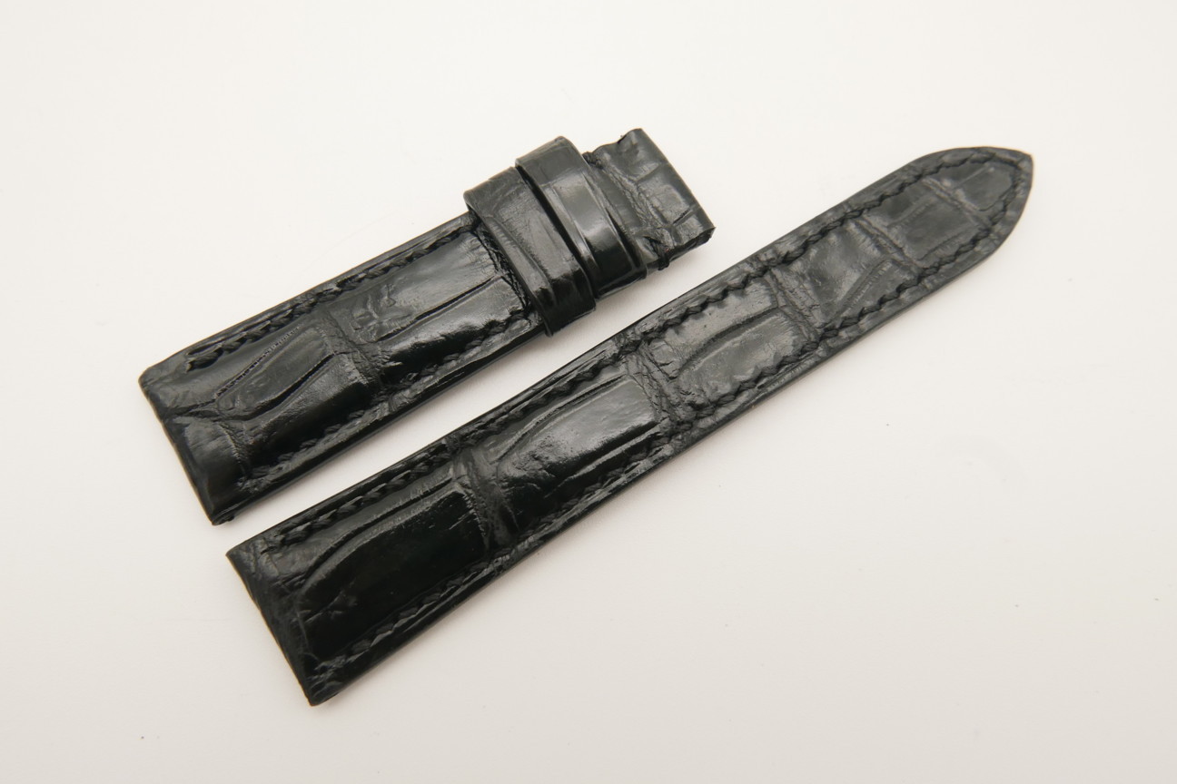19mm/16mm Black Genuine CROCODILE Skin Leather Watch Strap #WT4805