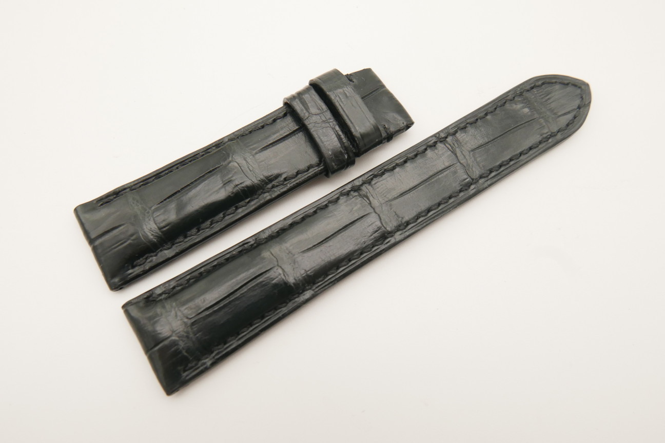 20mm/18mm Black Gray Genuine Crocodile Skin Leather Watch Strap #WT4808