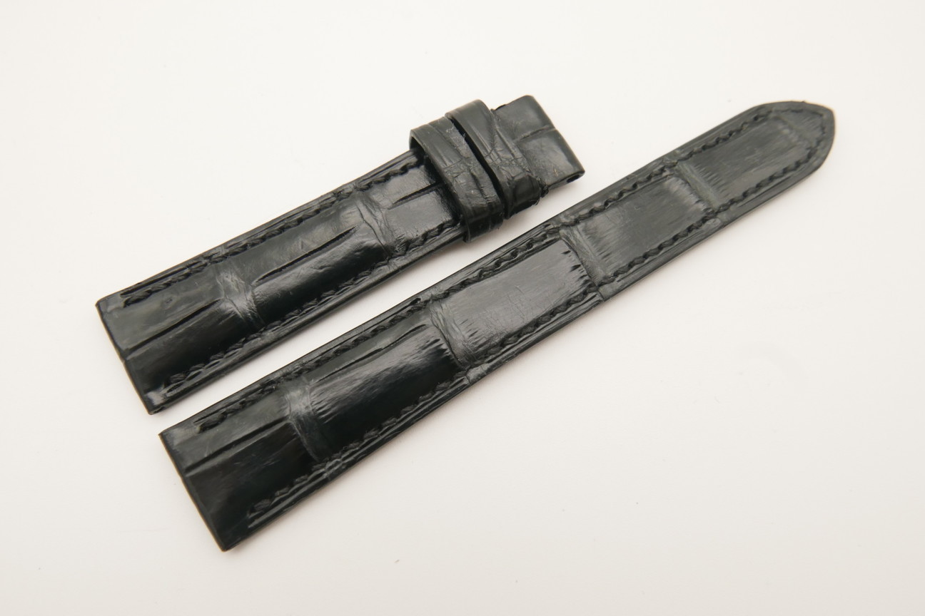 18mm/16mm Black Genuine CROCODILE Skin Leather Watch Strap #WT4809
