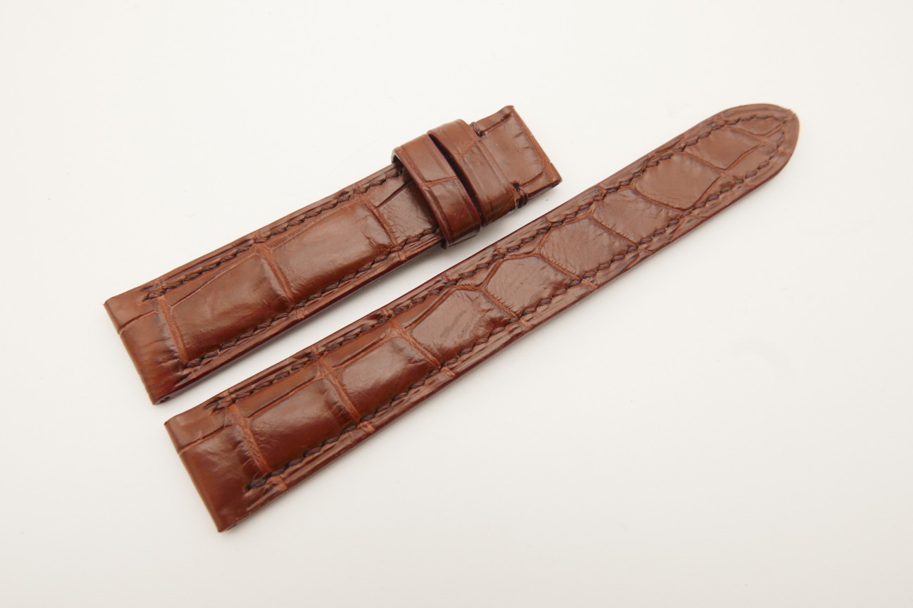 18mm/16mm Red Brown Genuine CROCODILE Skin Leather Watch Strap #WT4810