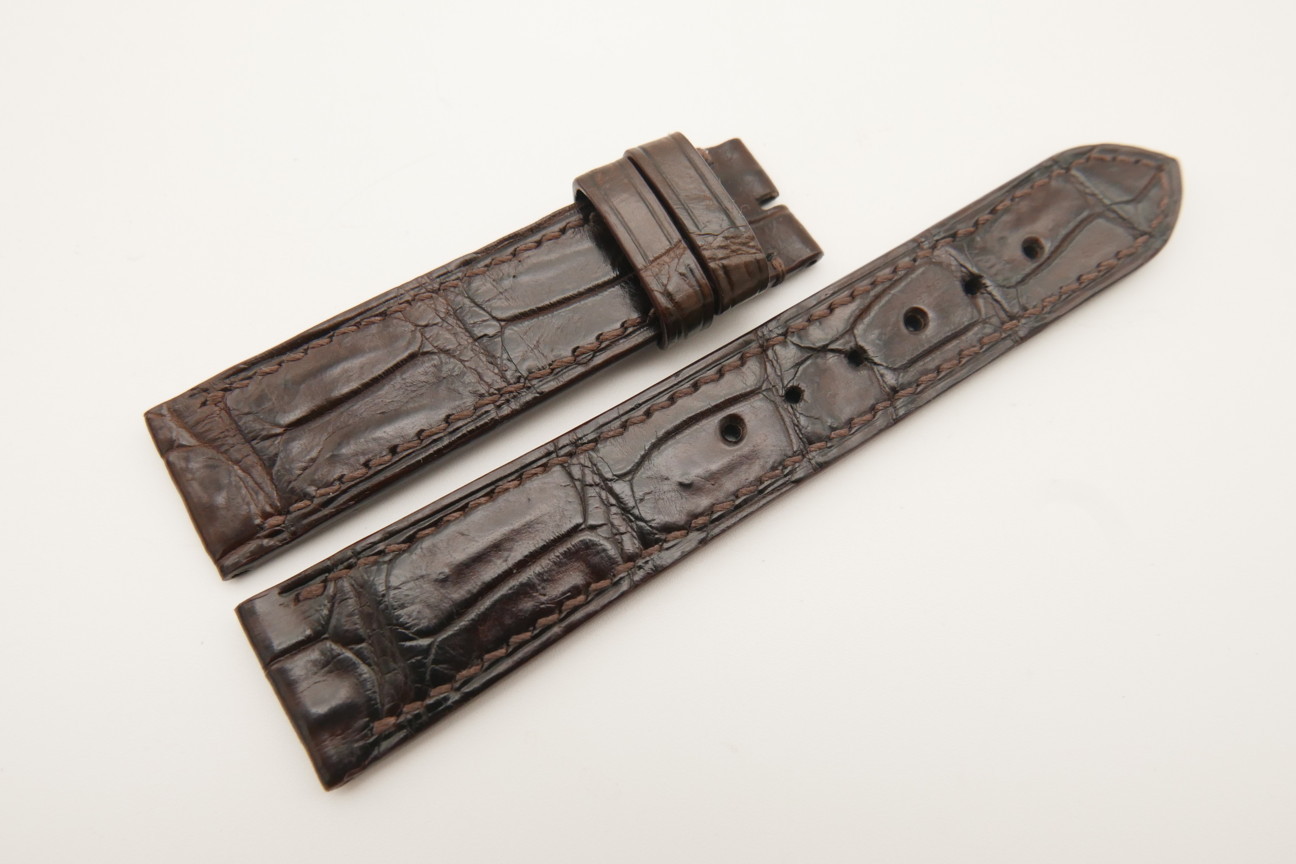 20mm/18mm Dark Brown Genuine Crocodile Skin Leather Watch Strap #WT4768