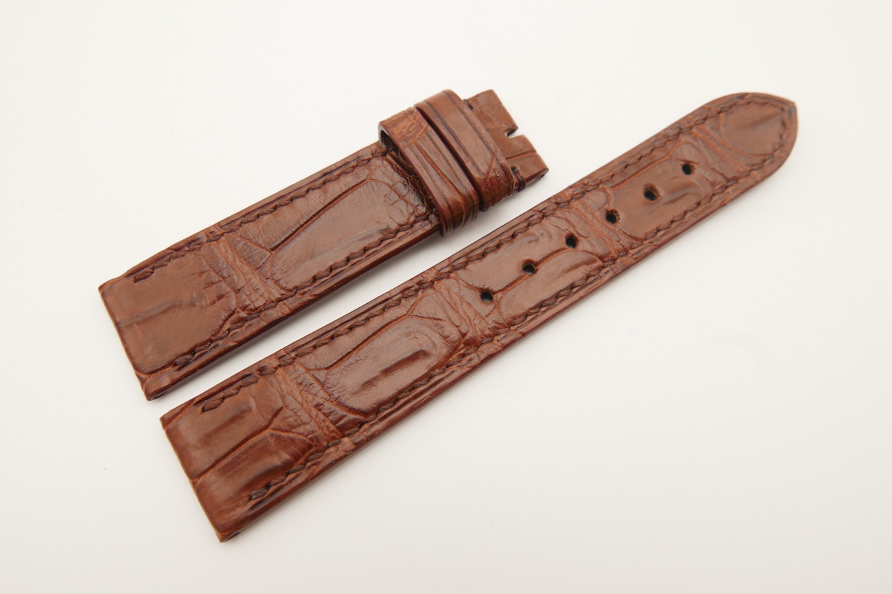 20mm/18mm Red Brown Genuine Crocodile Skin Leather Watch Strap #WT4770