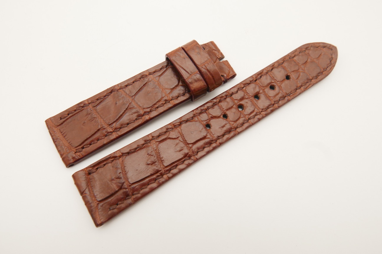 20mm/18mm Red Brown Genuine Crocodile Skin Leather Watch Strap #WT4771