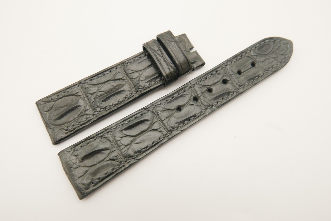20mm/18mm Gray Genuine Crocodile Skin Leather Watch Strap #WT4776