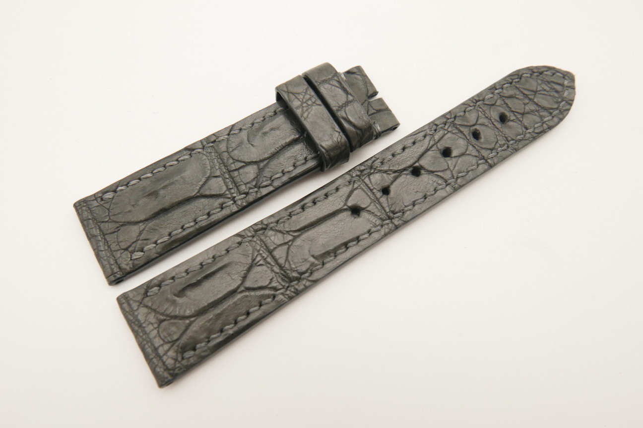 20mm/18mm Gray Genuine Crocodile Skin Leather Watch Strap #WT4778