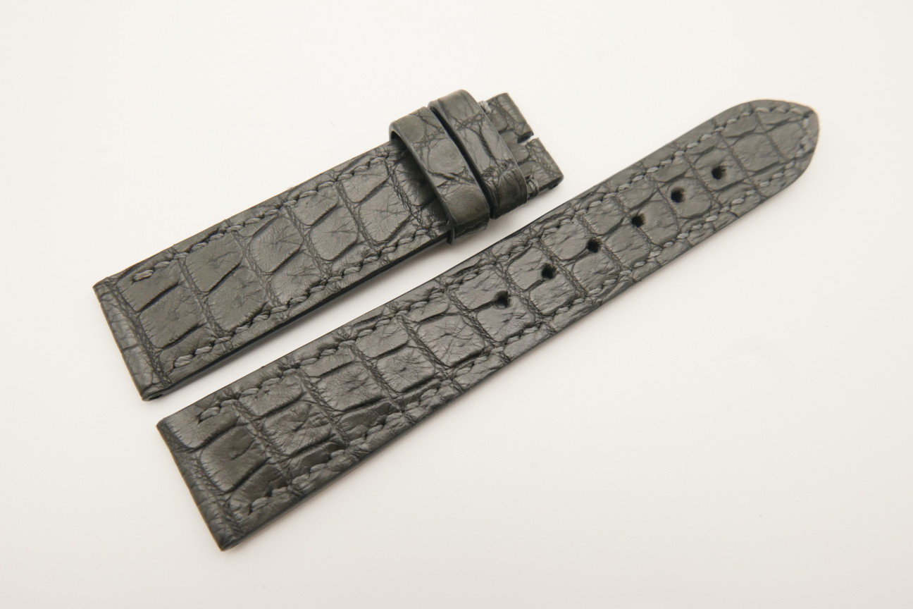 20mm/18mm Gray Genuine Crocodile Skin Leather Watch Strap #WT4779
