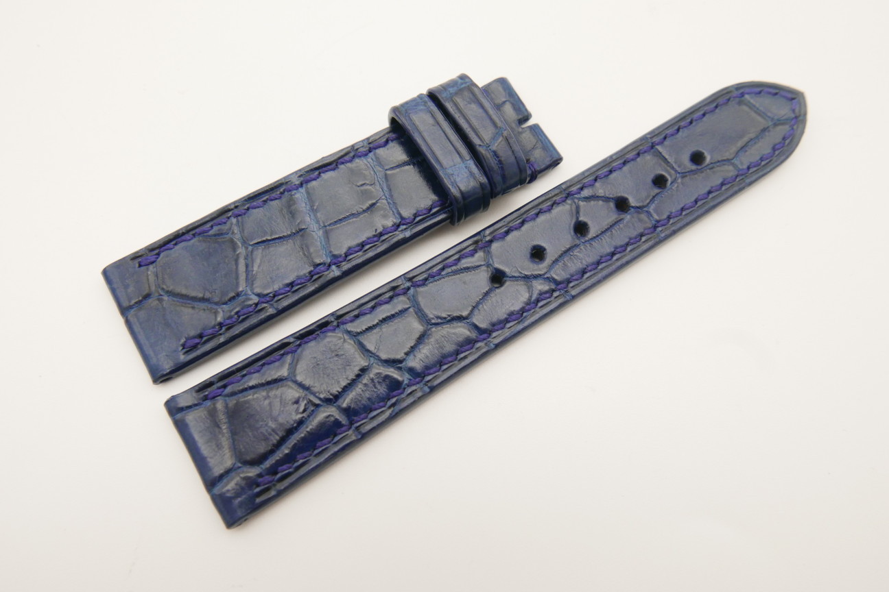 20mm/18mm Dark Navy Blue Genuine Crocodile Skin Leather Watch Strap #WT4780