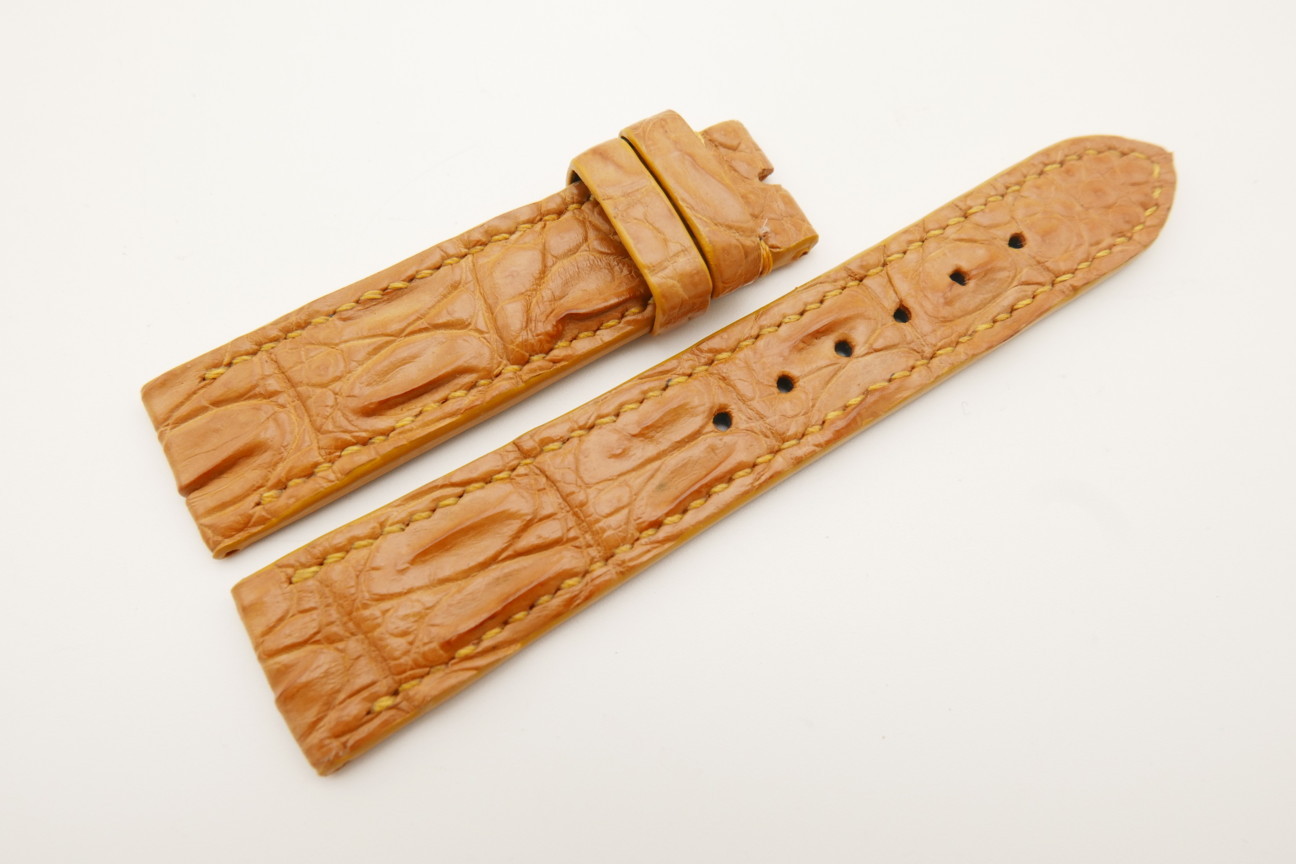 20mm/18mm Tan Brown Genuine Crocodile Skin Leather Watch Strap #WT4790