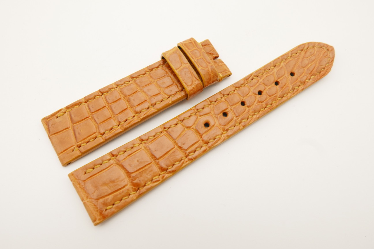20mm/18mm Tan Brown Genuine Crocodile Skin Leather Watch Strap #WT4791