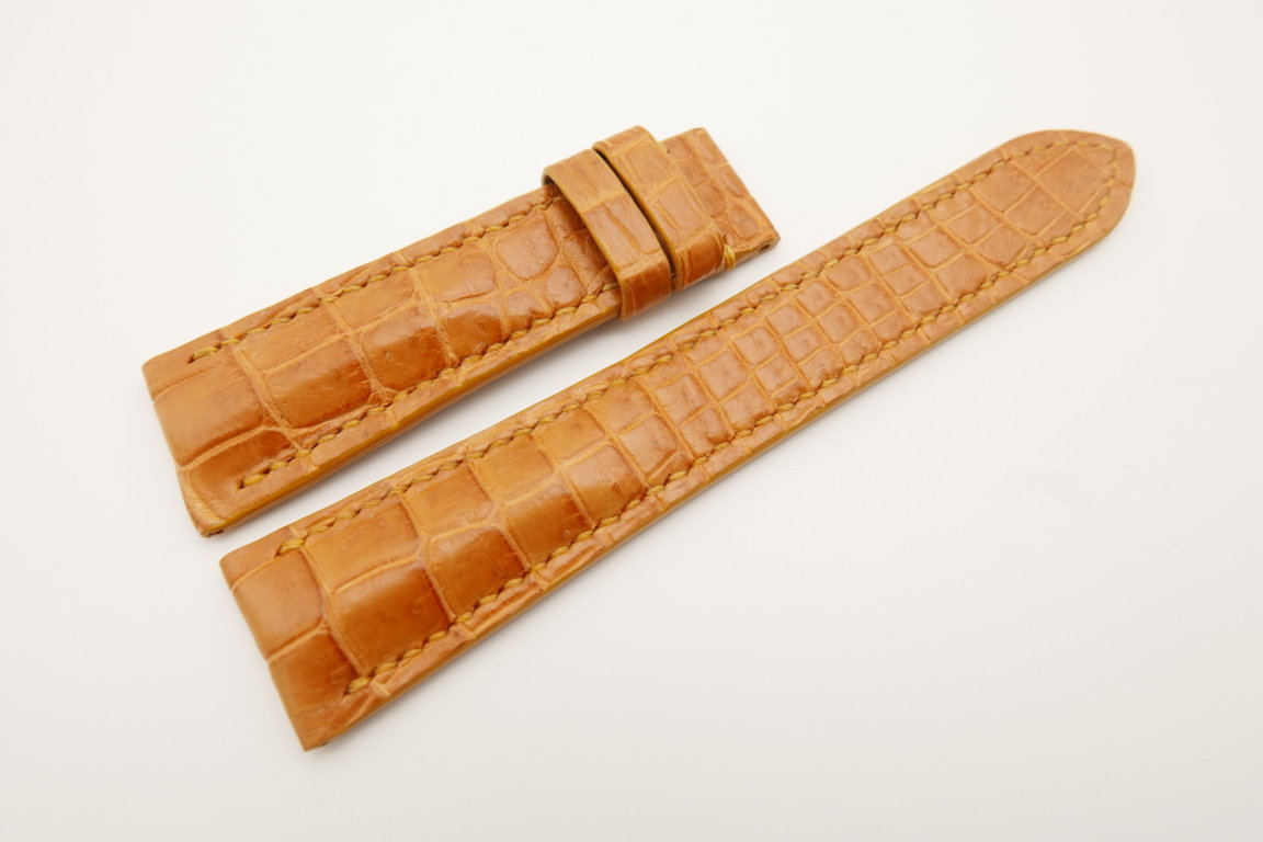 22mm/18mm Tan Brown Genuine Crocodile Skin Leather Watch Strap #WT4799