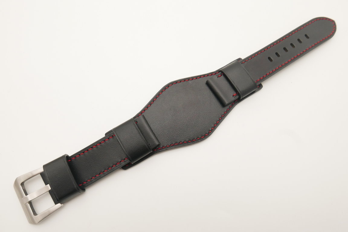 22mm/22mm Black Genuine ITALIA CALF Leather Bund Watch Strap Band for Panerai #WT4801