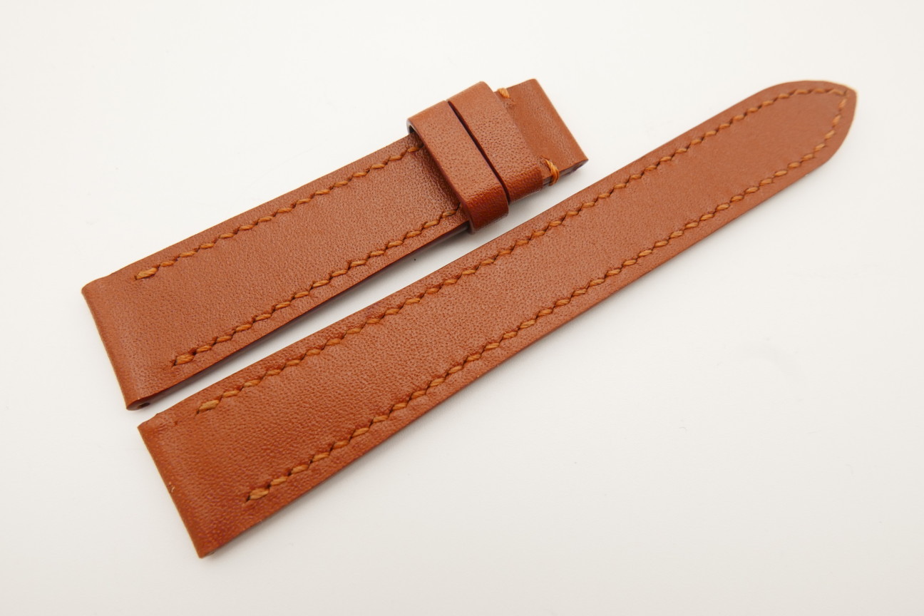 19mm/16mm Cognac Genuine ITALIA CALF Skin Leather Watch Strap#WT4816
